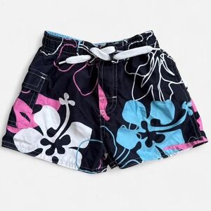 Adorable kids' floral swim trunks board shorts with no mesh